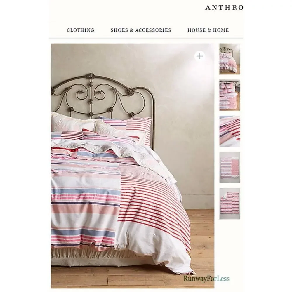 New ANTHROPOLOGIE Makeda Lemlem Liya Kebede Stripes Twin Bed Duvet Cover